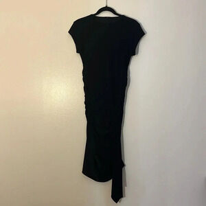 Joseph Ribkoff | Bodycon midi fitted black dress Women’s size 6 ruched ruffle